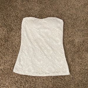White Lace Strapless Top